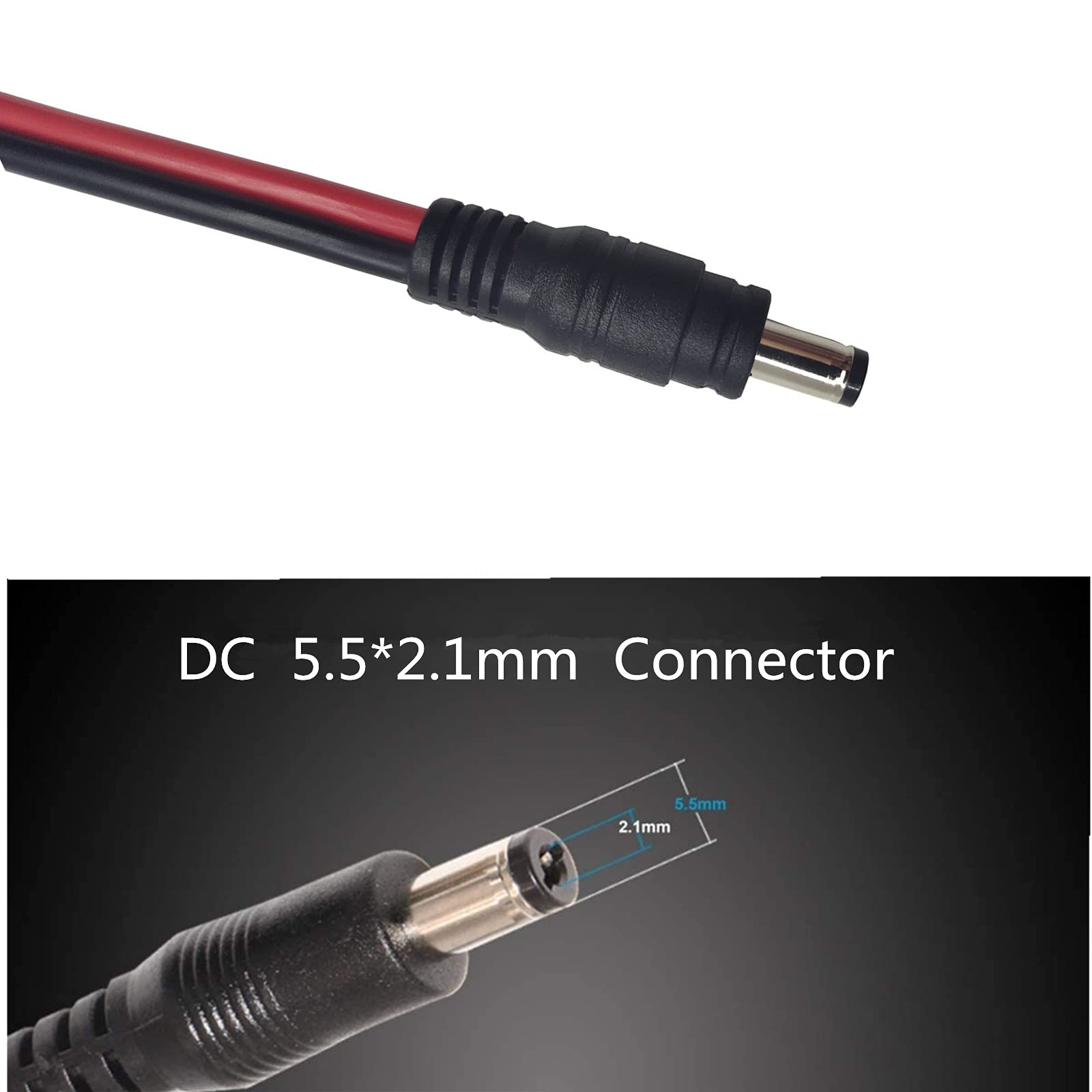 AEISVIK DC 5.5 x 2.1mm Car Charger Power Supply Cord 4ft 12v 24v Cigarette Lighter Male Plug with LED Light 16AWG Wire 15A Fuse for Devices - View 7 of 9