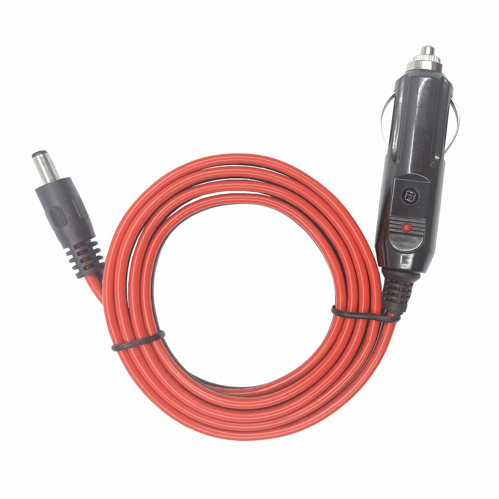 AEISVIK DC 5.5 x 2.1mm Car Charger Power Supply Cord 4ft 12v 24v Cigarette Lighter Male Plug with LED Light 16AWG Wire 15A Fuse for Devices - View 8 of 9