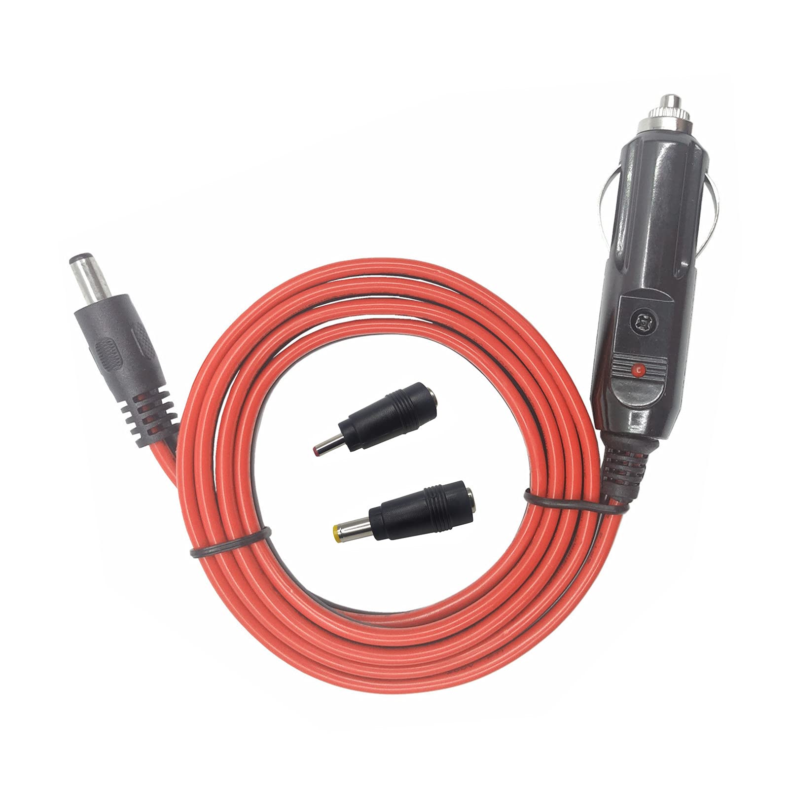 AEISVIK DC 5.5 x 2.1mm Car Charger Power Supply Cord 4ft 12v 24v Cigarette Lighter Male Plug with LED Light 16AWG Wire 15A Fuse for Devices