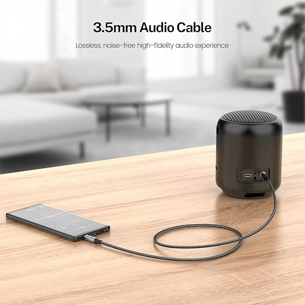 MOSWAG MOSWAG 10FT 3.5mm Audio Aux Cable Male to Male Nylon Braided Cord for Phones Headphones Speakers Tablets PCs Music Players Black - View 2 of 6