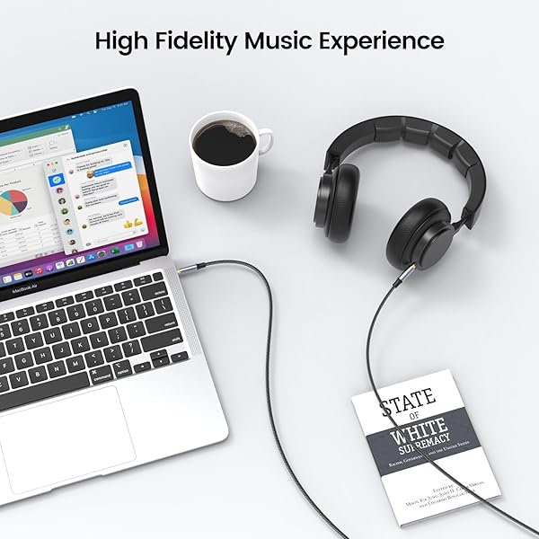 MOSWAG MOSWAG 10FT 3.5mm Audio Aux Cable Male to Male Nylon Braided Cord for Phones Headphones Speakers Tablets PCs Music Players Black - View 4 of 6