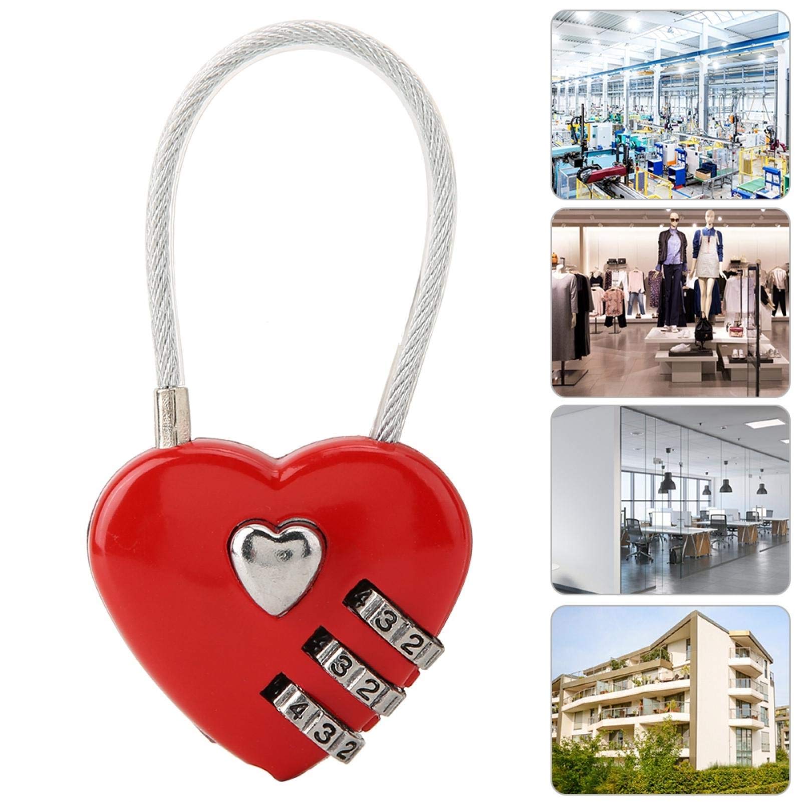 Cuifati Heart Shape Code Lock Compact mini Size with 3 Digit Code Combination for Luggage, Backpack, Jewelry Box, Hall Locker(red) - View 7 of 8