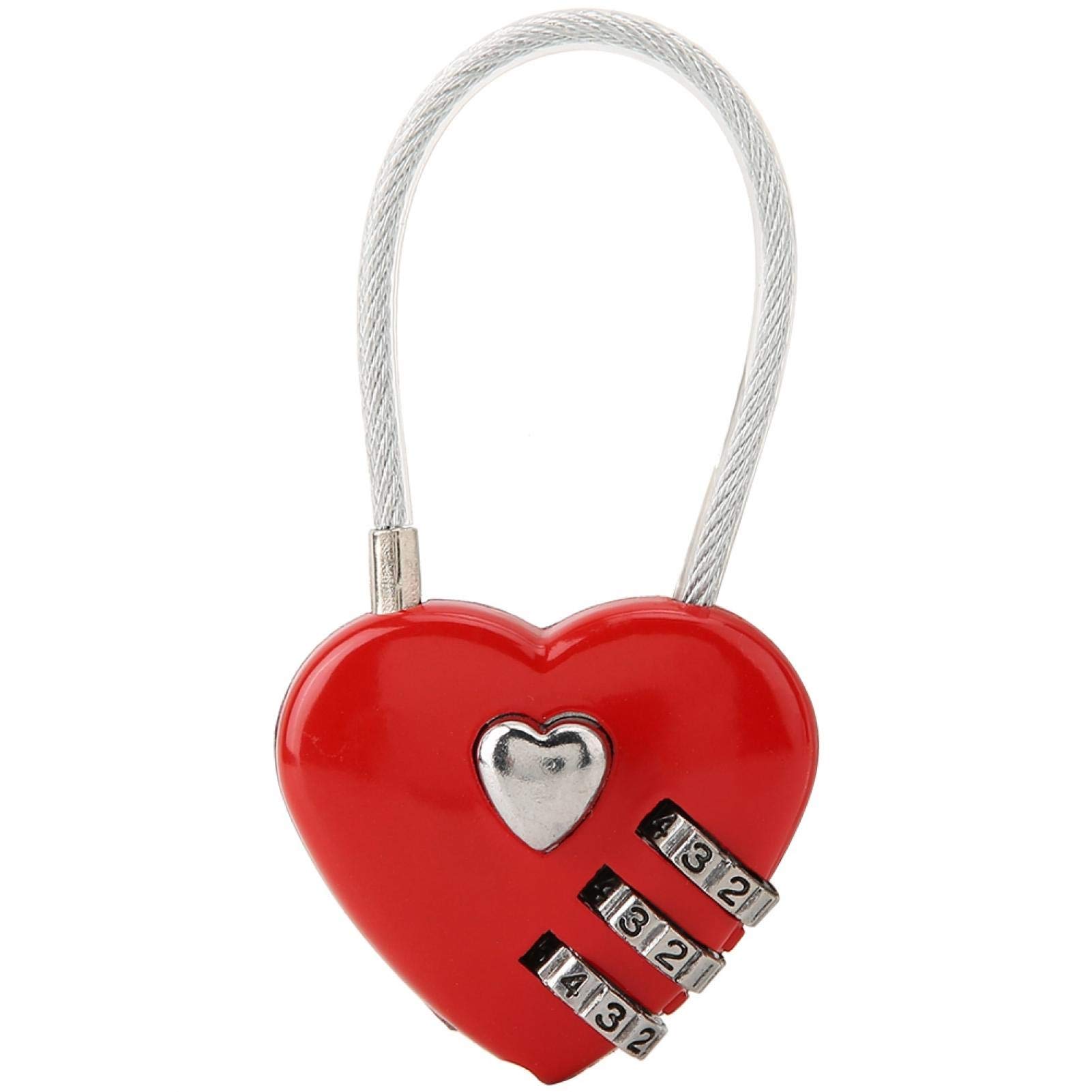 Cuifati Heart Shape Code Lock Compact mini Size with 3 Digit Code Combination for Luggage, Backpack, Jewelry Box, Hall Locker(red)