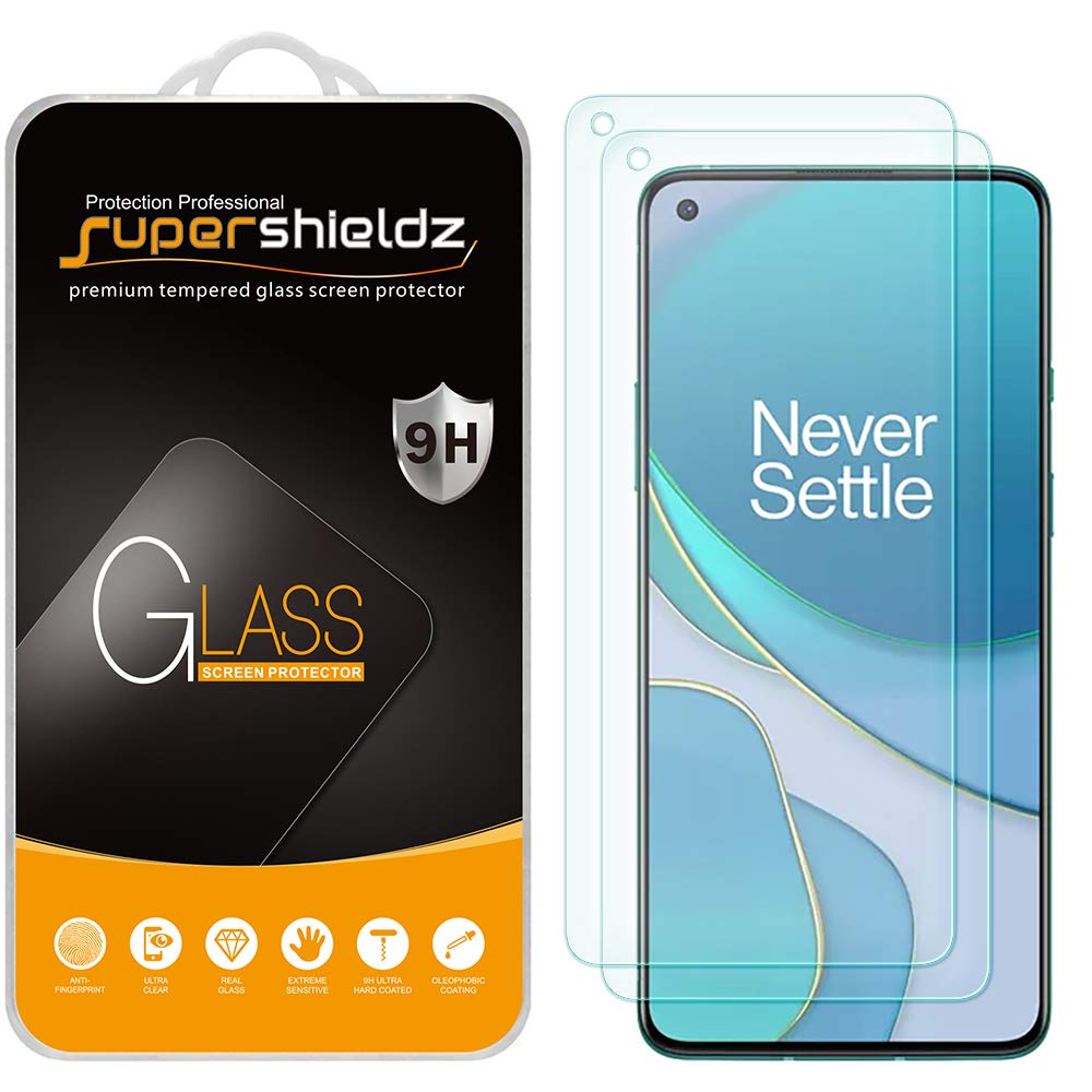 Supershieldz (2 Pack) Designed for OnePlus 8T 5G and OnePlus 8T+ Plus 5G Tempered Glass Screen Protector, 0.33mm, Anti Scratch, Bubble Free