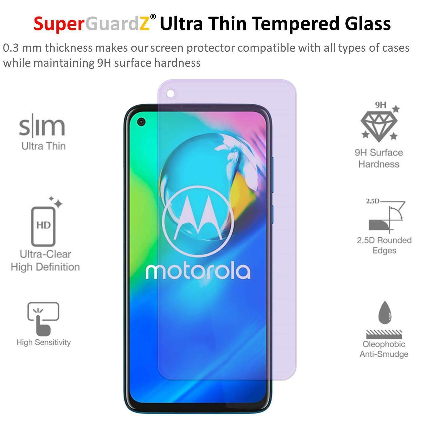 SuperGuardZ for Motorola Moto G Stylus (2021) [NOT for Moto G Stylus (2020)] Screen Protector Anti Blue Light Tempered Glass [Eye Protection], SuperGuardZ, 9H, - View 3 of 9