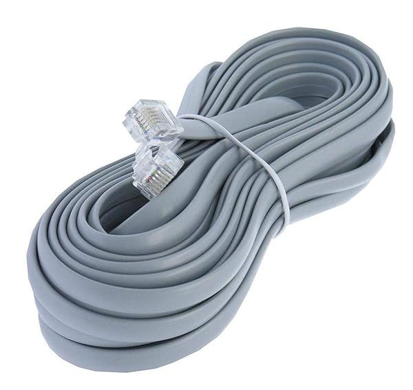 Corporate Computer 25ft Heavy Duty RJ12 Silver Satin Telephone Line Cord 6 Conductor 6P/6C by Corpco