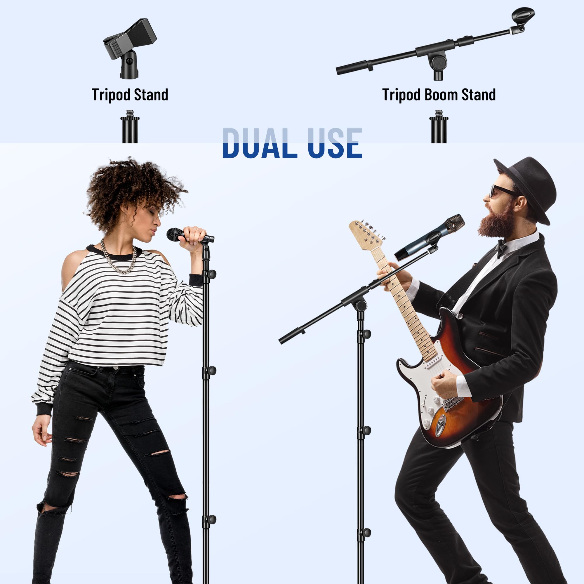 CAHAYA CAHAYA Tripod Microphone Stand Boom Arm with Carrying Bag and 2 Mic Clips for Singing Performance and Wedding Stage CY0239 - View 3 of 9