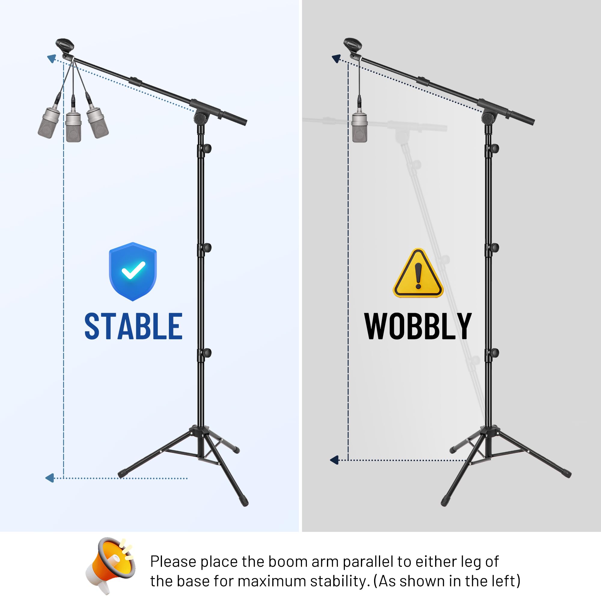 CAHAYA CAHAYA Tripod Microphone Stand Boom Arm with Carrying Bag and 2 Mic Clips for Singing Performance and Wedding Stage CY0239 - View 8 of 9