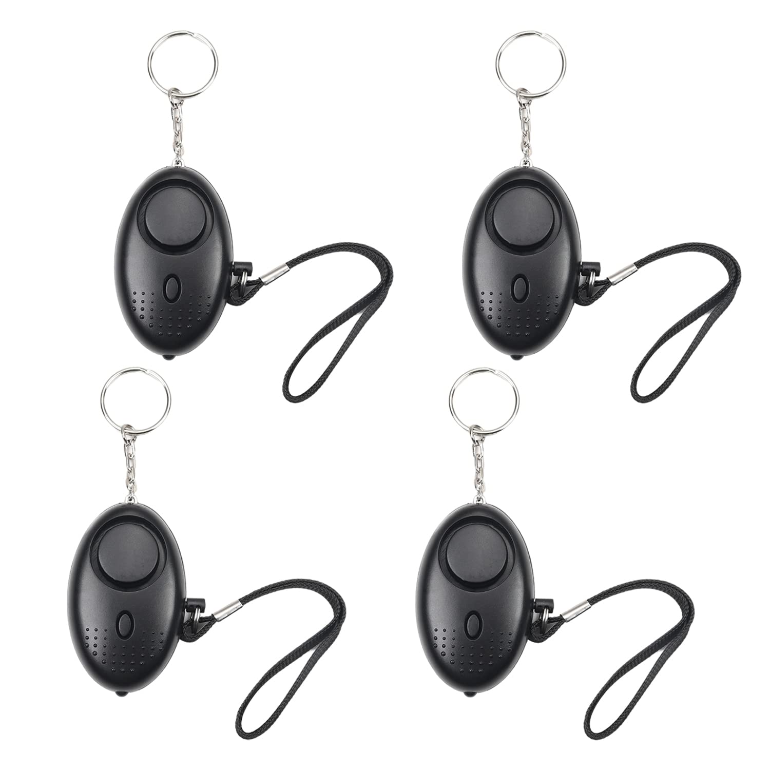 Aicosineg Aicosineg 4Pcs 120DB Personal Security Alarm Keychain with LED Lights for Women, Men, Children and Elderly - Black