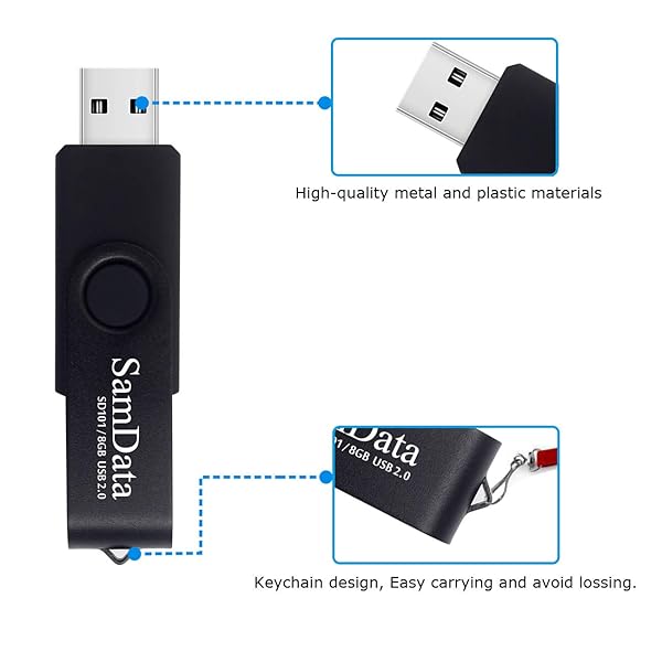 SamData SamData 8GB USB Flash Drives 2 Pack Thumb Drives with LED Light for Storage and Backup Black - View 4 of 6
