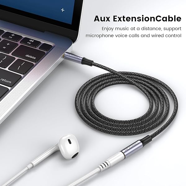 MOSWAG MOSWAG 6.6FT 3.5mm Male to Female Extension Cable with Microphone Stereo Audio Adapter for Home Car Smartphones Headphones and More - View 3 of 6