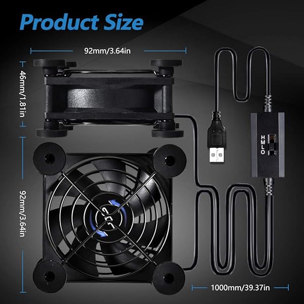 SCCCF SCCCF Dual 80mm USB Speed Control Fan Portable Cooling Fan for TV Receiver Router DVR PlayStation Xbox Computer Cabinet Cooler - View 3 of 7