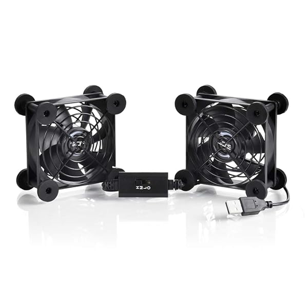 SCCCF SCCCF Dual 80mm USB Speed Control Fan Portable Cooling Fan for TV Receiver Router DVR PlayStation Xbox Computer Cabinet Cooler