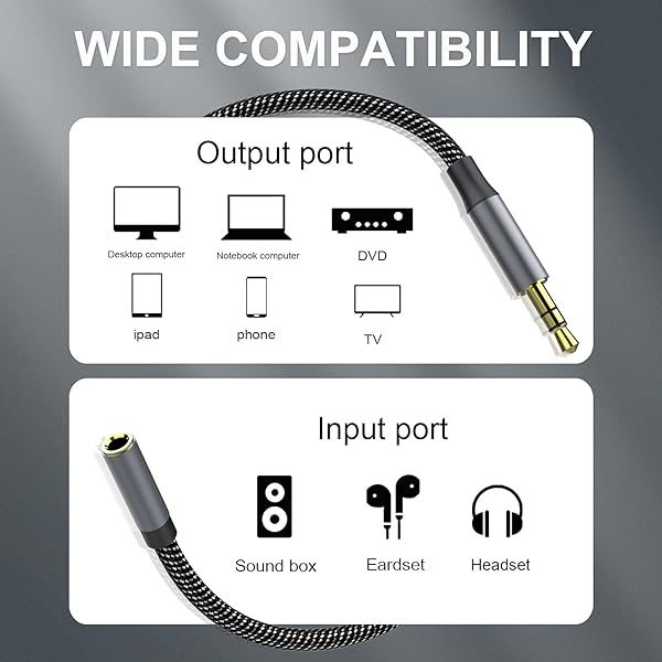 MOSWAG MOSWAG 3.28FT 1Meter 3.5mm Audio Extension Cable Male to Female Nylon Braided Compatible with Stereos Smartphones Headphones and More - View 2 of 7