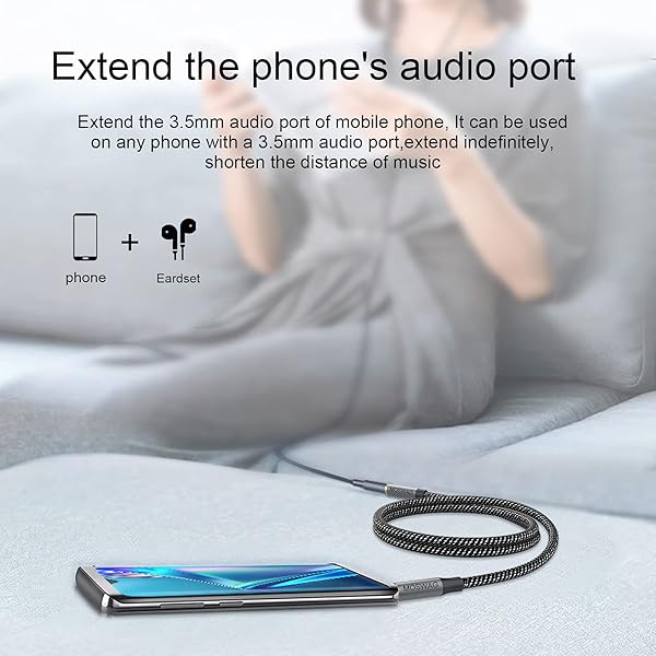 MOSWAG MOSWAG 3.28FT 1Meter 3.5mm Audio Extension Cable Male to Female Nylon Braided Compatible with Stereos Smartphones Headphones and More - View 4 of 7