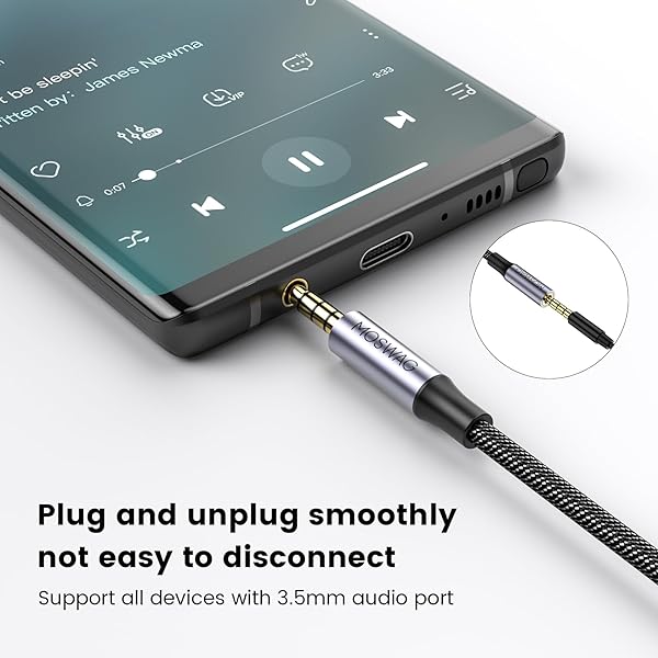 MOSWAG MOSWAG 3.28FT 3.5mm Male to Female Stereo Audio Extension Cable Nylon Braided for Home Car Smartphones Headphones Tablets Media Players - View 4 of 6