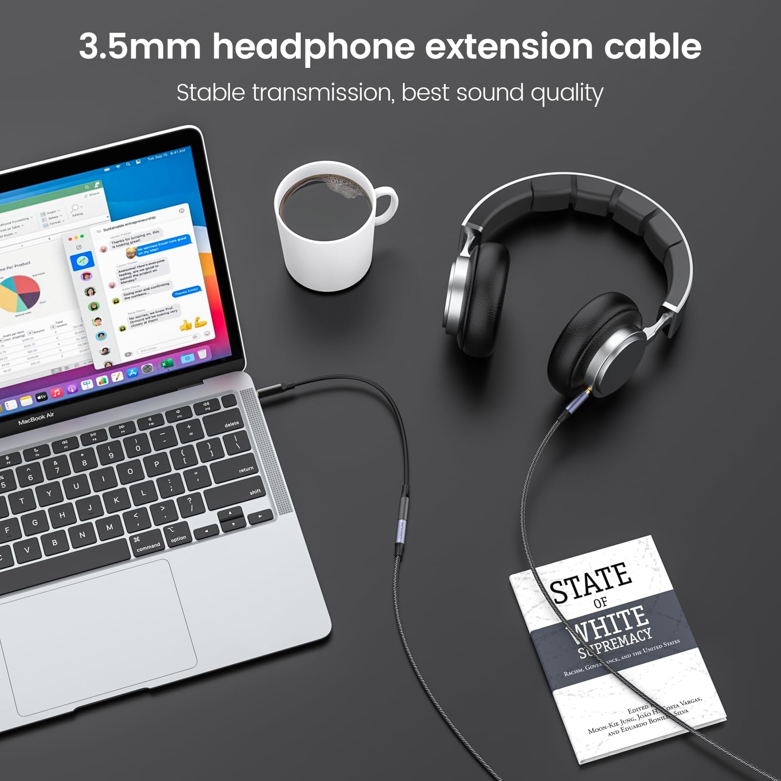 MOSWAG 3.5mm Audio Extension Cable 6.6FT Male to Female Nylon Braided Compatible with Stereos Smartphones Headphones and More - View 3 of 6