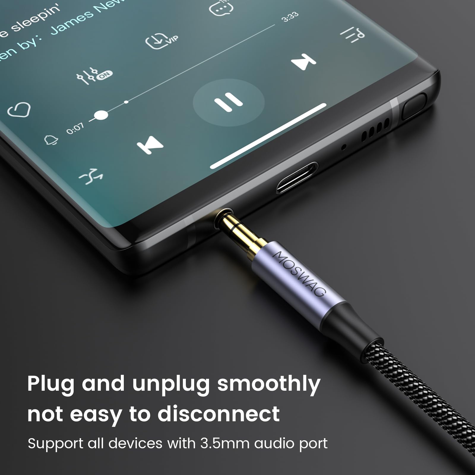 MOSWAG 3.5mm Audio Extension Cable 6.6FT Male to Female Nylon Braided Compatible with Stereos Smartphones Headphones and More - View 4 of 6