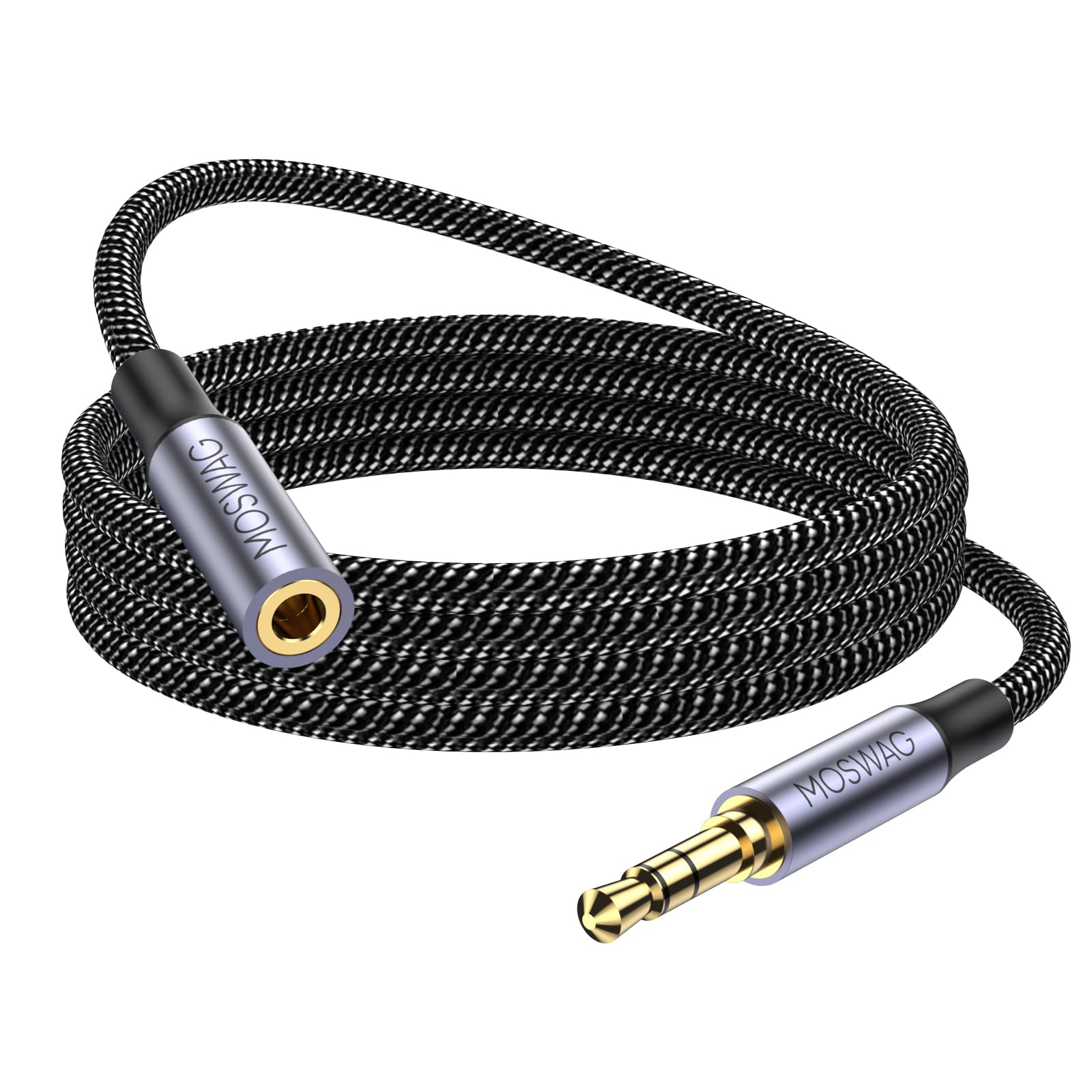 MOSWAG 3.5mm Audio Extension Cable 6.6FT Male to Female Nylon Braided Compatible with Stereos Smartphones Headphones and More