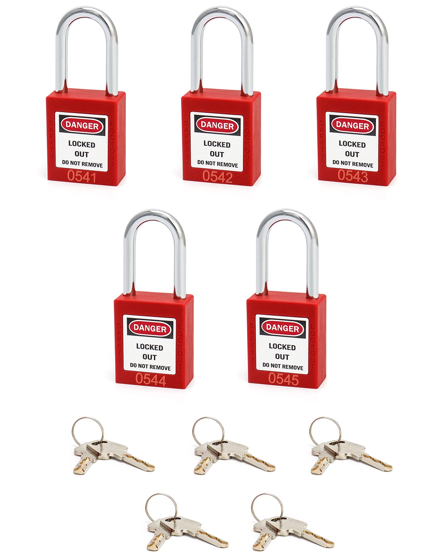QWORK QWORK Lockout Tagout Locks, Safety Padlock, 5 Padlocks with 10 Keys, for Lock Out Tag Out Stations and Devices Red - View 2 of 8