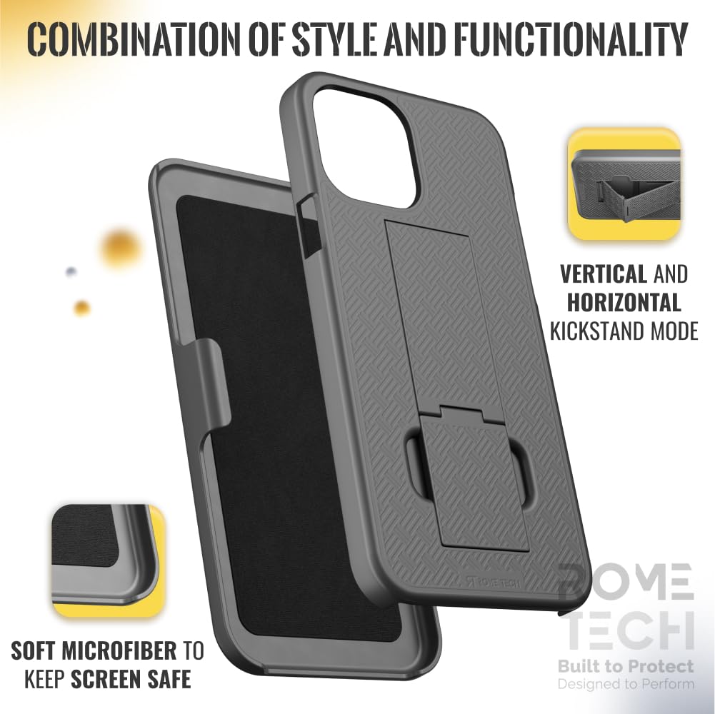 Rome Tech Apple iPhone 12 Pro 12 Case with Belt Clip Holster and Kickstand Slim Cover in Black - View 5 of 6