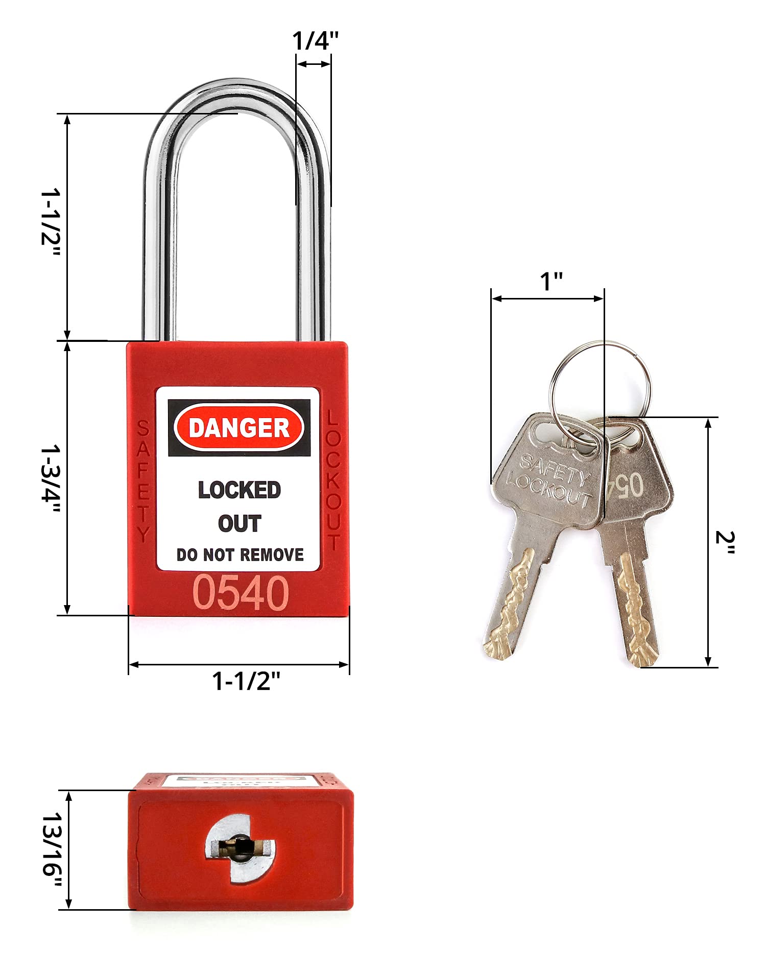 QWORK QWORK Red Lockout Tagout Safety Padlock, 10 Padlocks with 20 Keys, Keyed Different - View 7 of 8