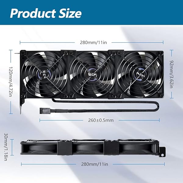SCCCF SCCCF 3x90mm 92mm Graphic Card Fans 11 Inch Length Graphics Card Cooler for Desktop and Laptop - View 5 of 7
