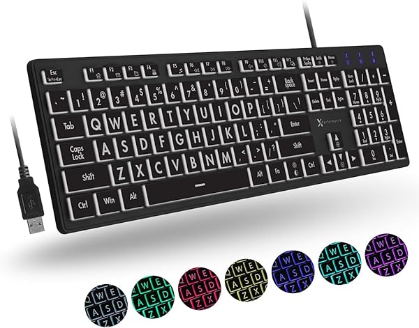 Senior Keyboard X9 Performance X9 Large Print Backlit Keyboard Wired Ligh... | Poshace ...