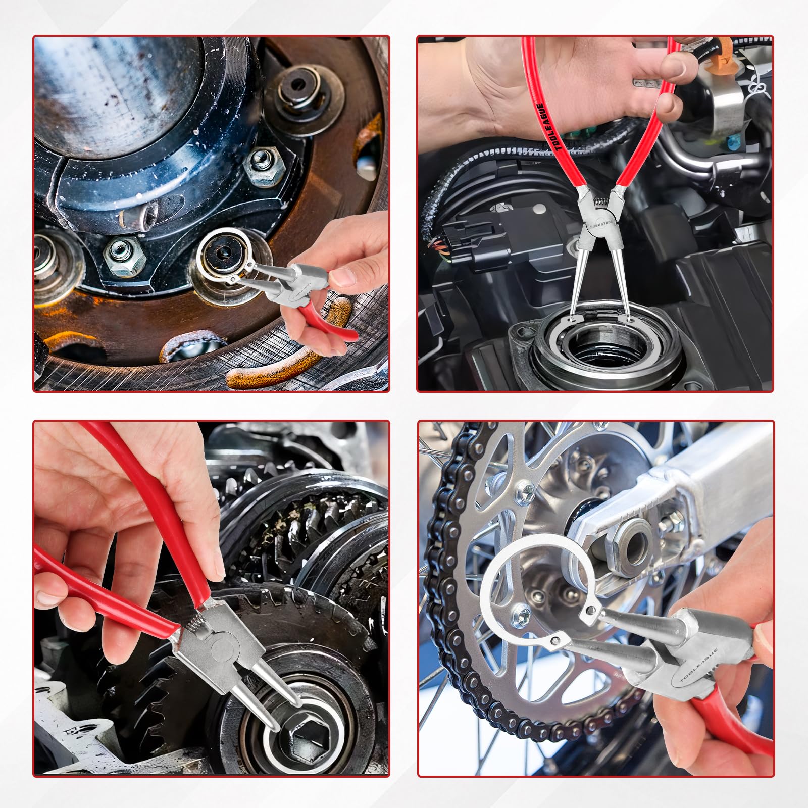 TOOLEAGUE TOOLEAGUE 4 Pcs Snap Ring Pliers Set, Circlip Pliers, 7 inches Internal External Heavy Duty for Ring Remover Retaining Straight Bent Lock Pliers Set - View 4 of 6