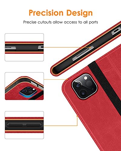 DTTO DTTO iPad Pro 11 Inch Case Premium PU Leather Folio Stand Cover with Hand Strap Auto Wake Sleep Multiple Viewing Angles Red - View 4 of 9