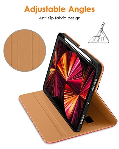 DTTO DTTO iPad Pro 11 Inch Case Premium PU Leather Folio Stand Cover with Hand Strap Auto Wake Sleep Multiple Viewing Angles Red - View 7 of 9