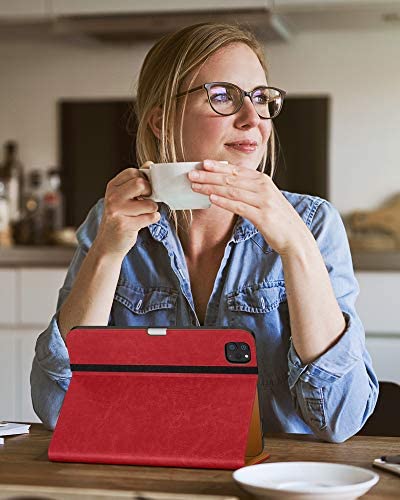 DTTO DTTO iPad Pro 11 Inch Case Premium PU Leather Folio Stand Cover with Hand Strap Auto Wake Sleep Multiple Viewing Angles Red - View 8 of 9