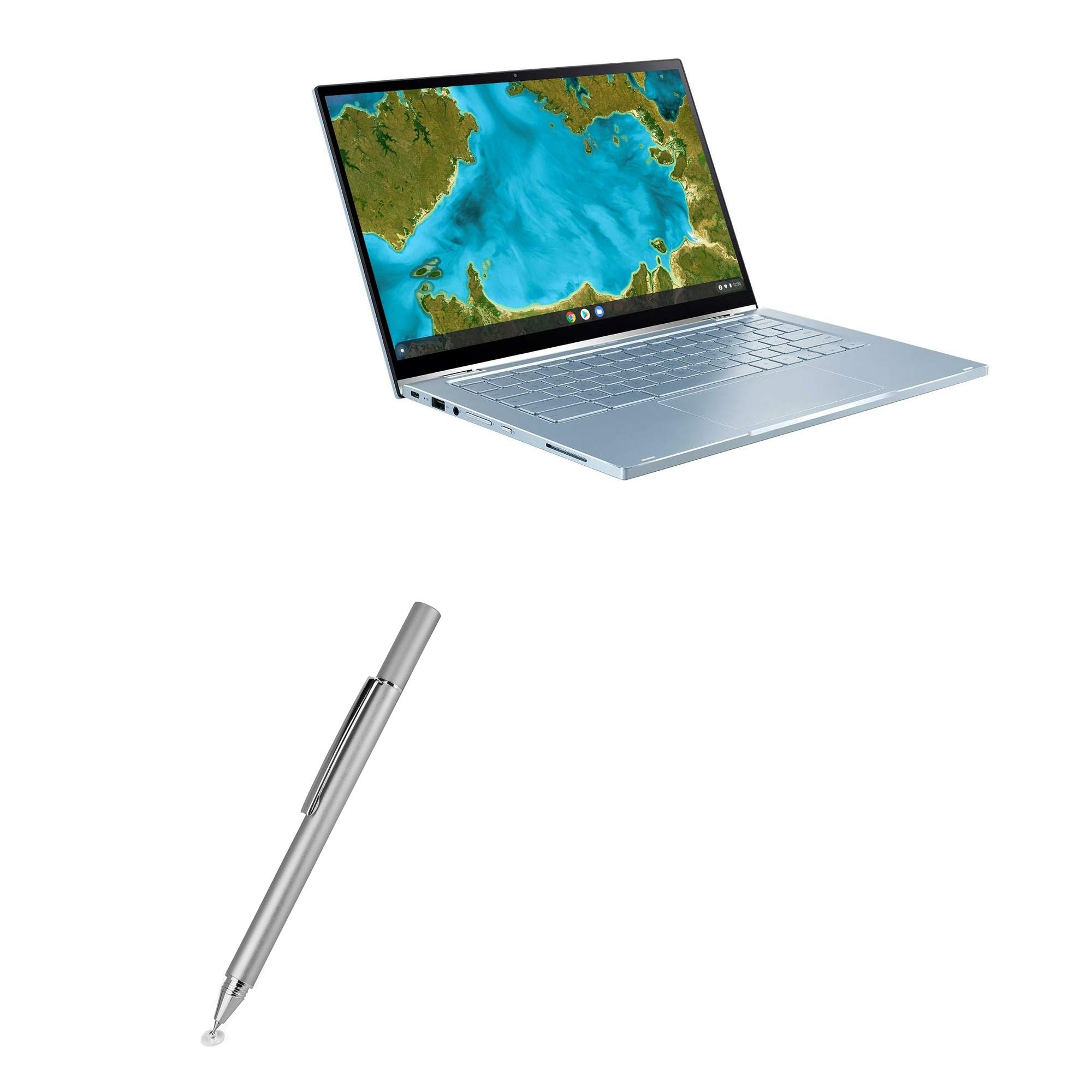 BoxWave Stylus Pen Compatible with ASUS Chromebook Flip C433 - FineTouch Capacitive Stylus, Super Precise Stylus Pen - Metallic Silver