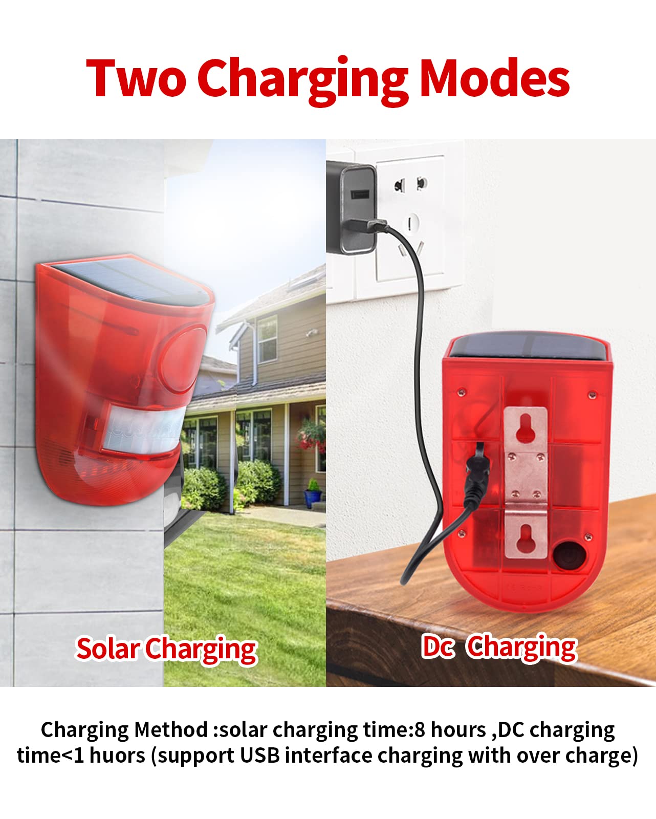 ChunHee ChunHee Solar Sound and Light Alarm Outdoor Motion Sensor 129db Siren Sound Alert and 6LEDs Flash Warning Security Alarm System for Villa, Farm, - View 4 of 7