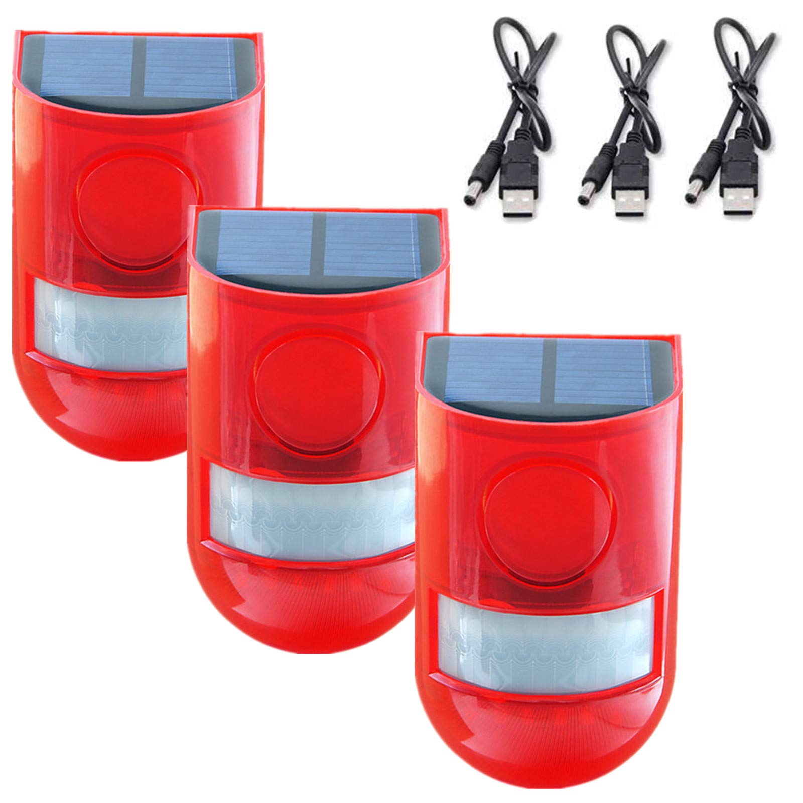 ChunHee ChunHee Solar Sound and Light Alarm Outdoor Motion Sensor 129db Siren Sound Alert and 6LEDs Flash Warning Security Alarm System for Villa, Farm,