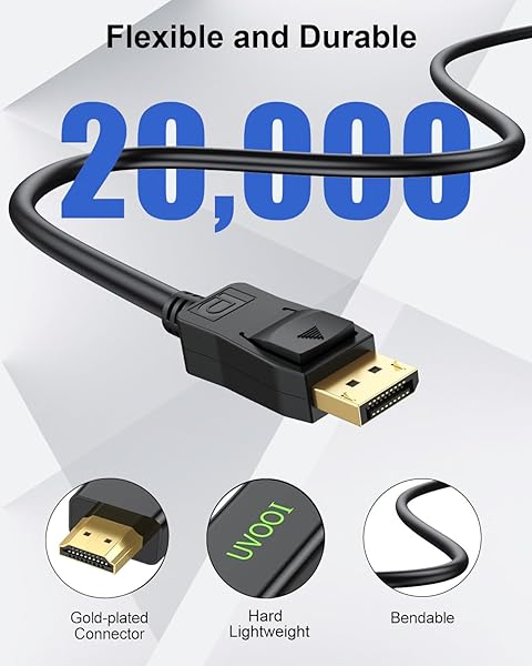 UVOOI UVOOI DisplayPort to HDMI Cable 3 Pack 6 Feet 1080P Audio Video Cord for Computer Monitor Projector TV - View 7 of 9