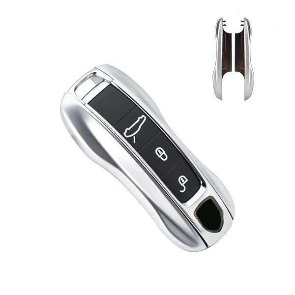 SANRILY SANRILY Smart Key Fob Cover for Porsche Cayenne, 911, Taycan & Panamera 2020 - Durable ABS Plastic Key Protector in Silver