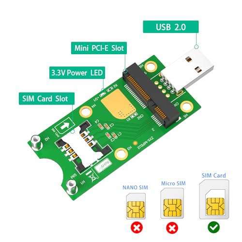 BQZYX+ Mini PCI-E to USB Adapter with SIM Card Slot for WWAN LTE Module Fast Data Transfer - View 2 of 8