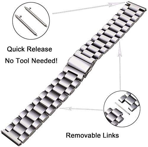FitTurn FitTurn Bands Compatible with Letscom, Letsfit, Lintelek, Yamay SmartWatch -Replacement Classic Stainless Steel Metal WatchBand for ID205L, - View 4 of 9