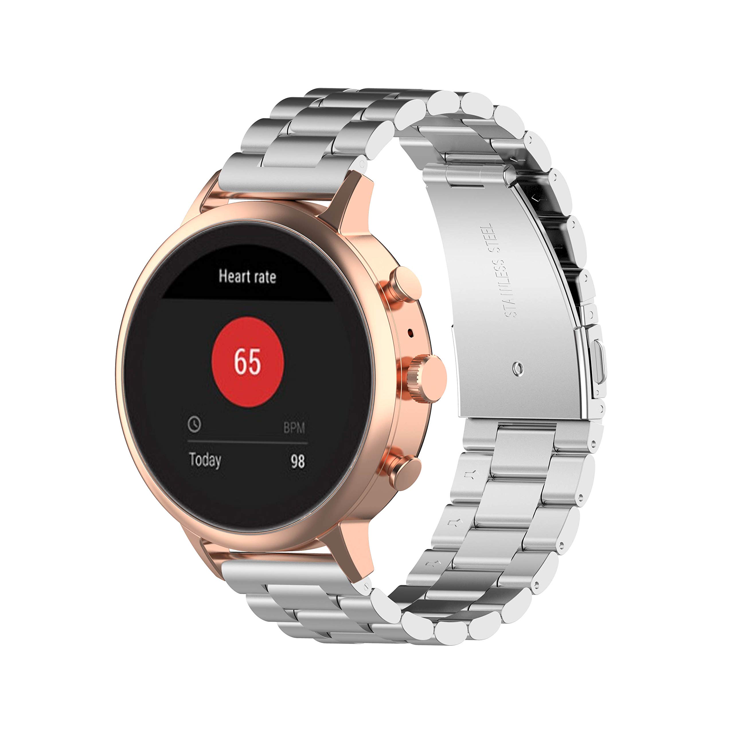 FitTurn FitTurn Bands Compatible with Letscom, Letsfit, Lintelek, Yamay SmartWatch -Replacement Classic Stainless Steel Metal WatchBand for ID205L, - View 8 of 9