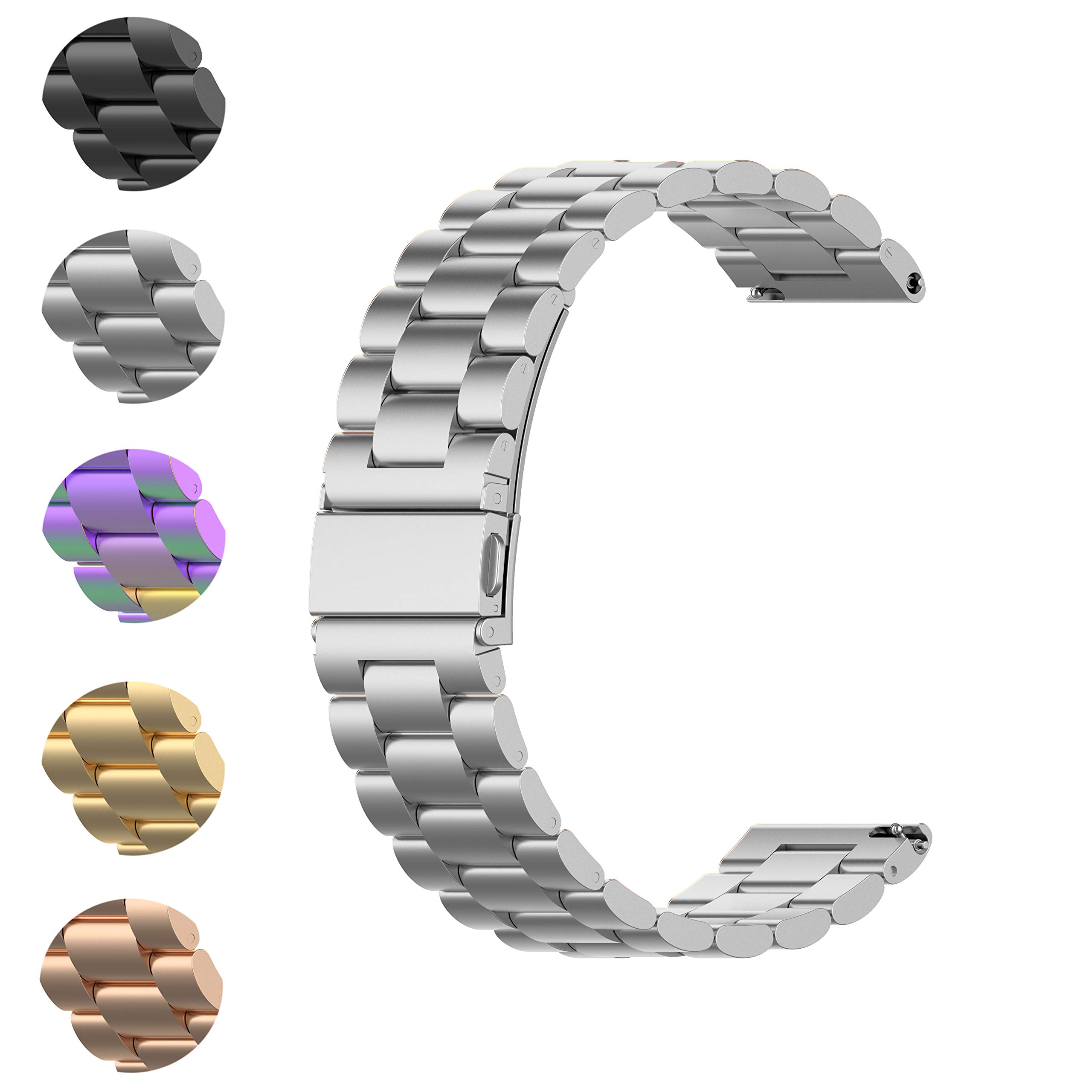 FitTurn Bands Compatible with Letscom, Letsfit, Lintelek, Yamay SmartWatch -Replacement Classic Stainless Steel Metal WatchBand for ID205L,