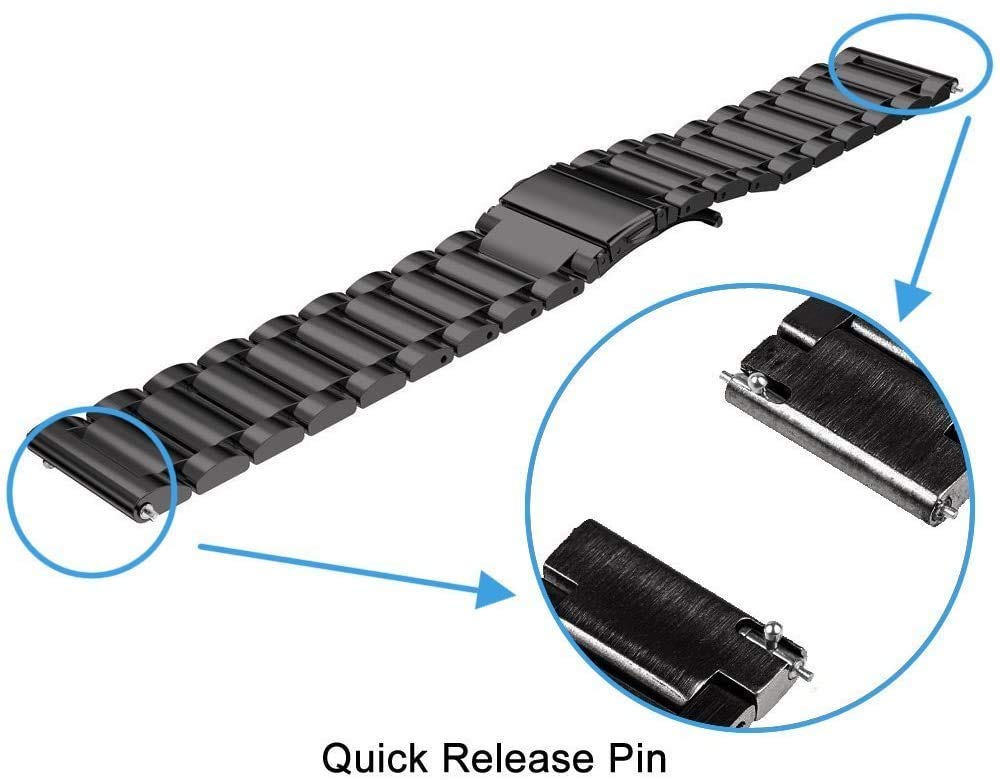 FitTurn FitTurn Stainless Steel Replacement Bands for Letscom Letsfit Lintelek Yamay SmartWatch ID205L ID205U ID215G ID205 ID216 ID205S SW021 Black - View 6 of 9