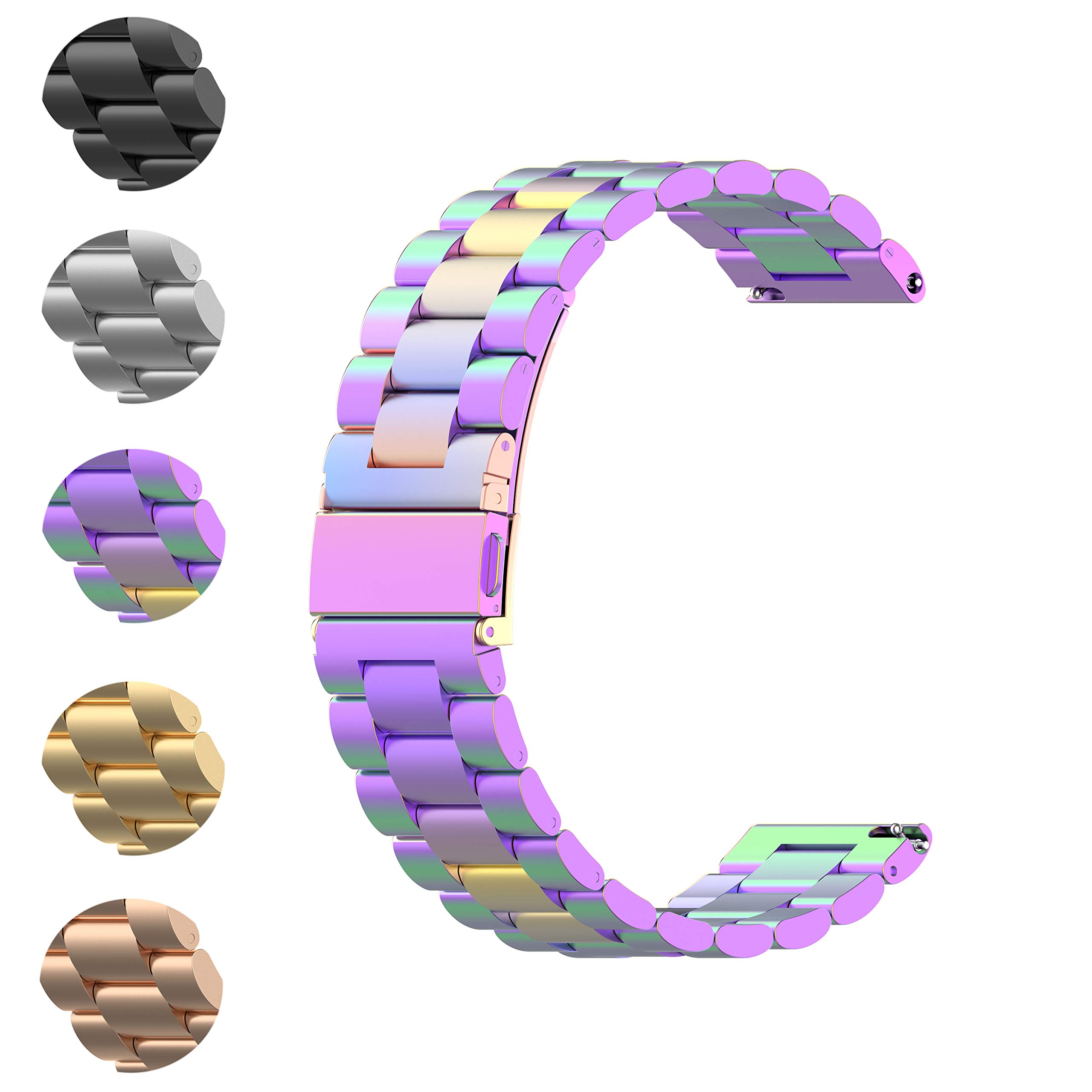 FitTurn Replacement Classic Stainless Steel Metal Watch Bands for Letscom Letsfit Lintelek Yamay SmartWatch ID205L ID205U ID215G ID205 ID216 ID205S SW021 Multicolor