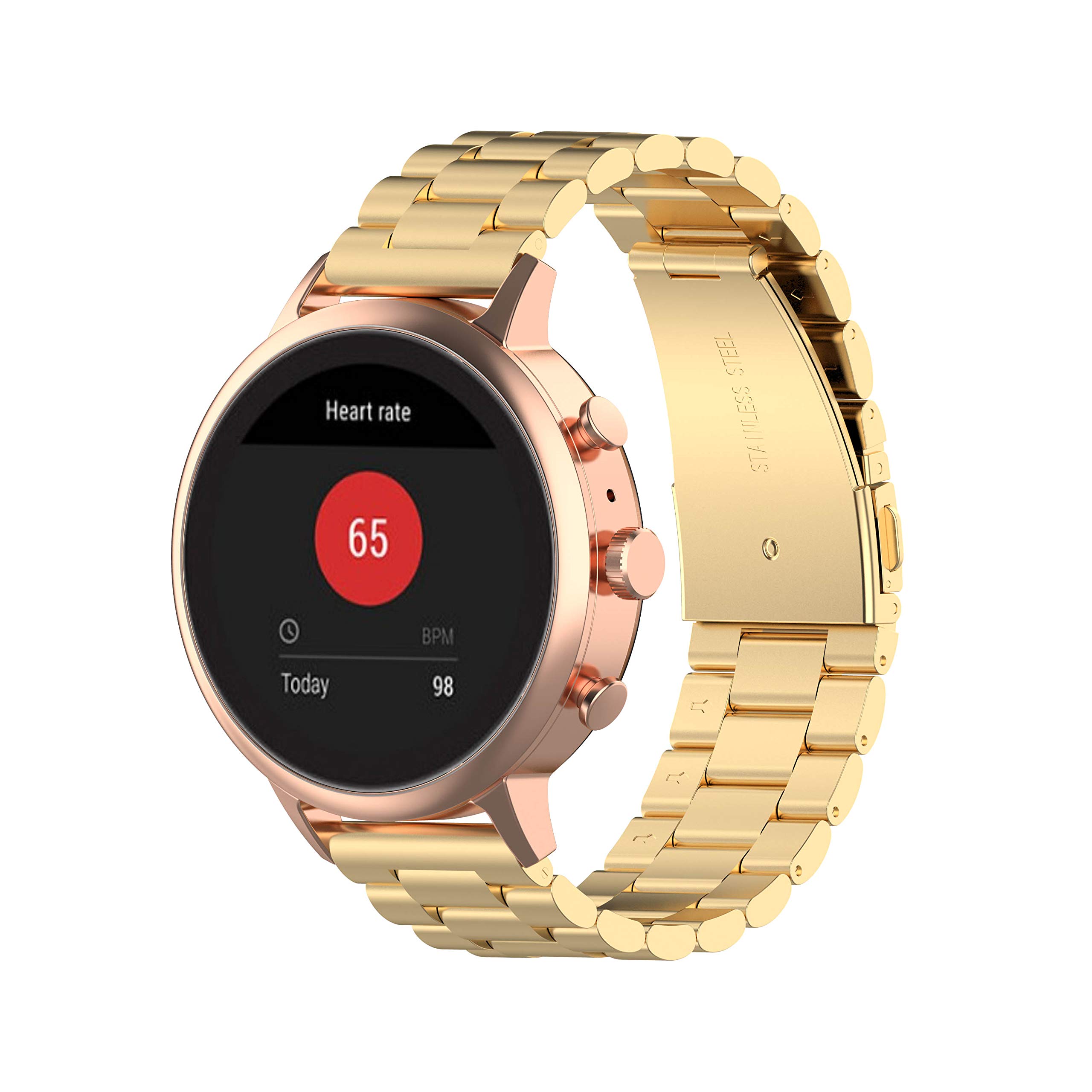 FitTurn FitTurn Classic Stainless Steel Metal Watch Band for Letscom Letsfit Lintelek Yamay SmartWatch ID205L ID205U ID215G ID205 ID216 ID205S SW021 Gold - View 6 of 7