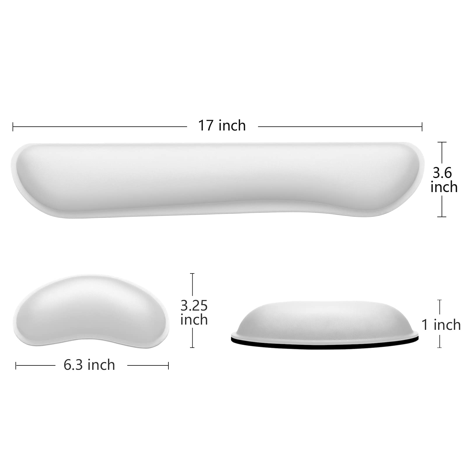 Dapesuom Dapesuom Memory Foam Keyboard Wrist Rest Cushion for Desk Support Cute Typing Pain Relief Non-Slip Base for Gaming and Office Ivory White - View 5 of 6