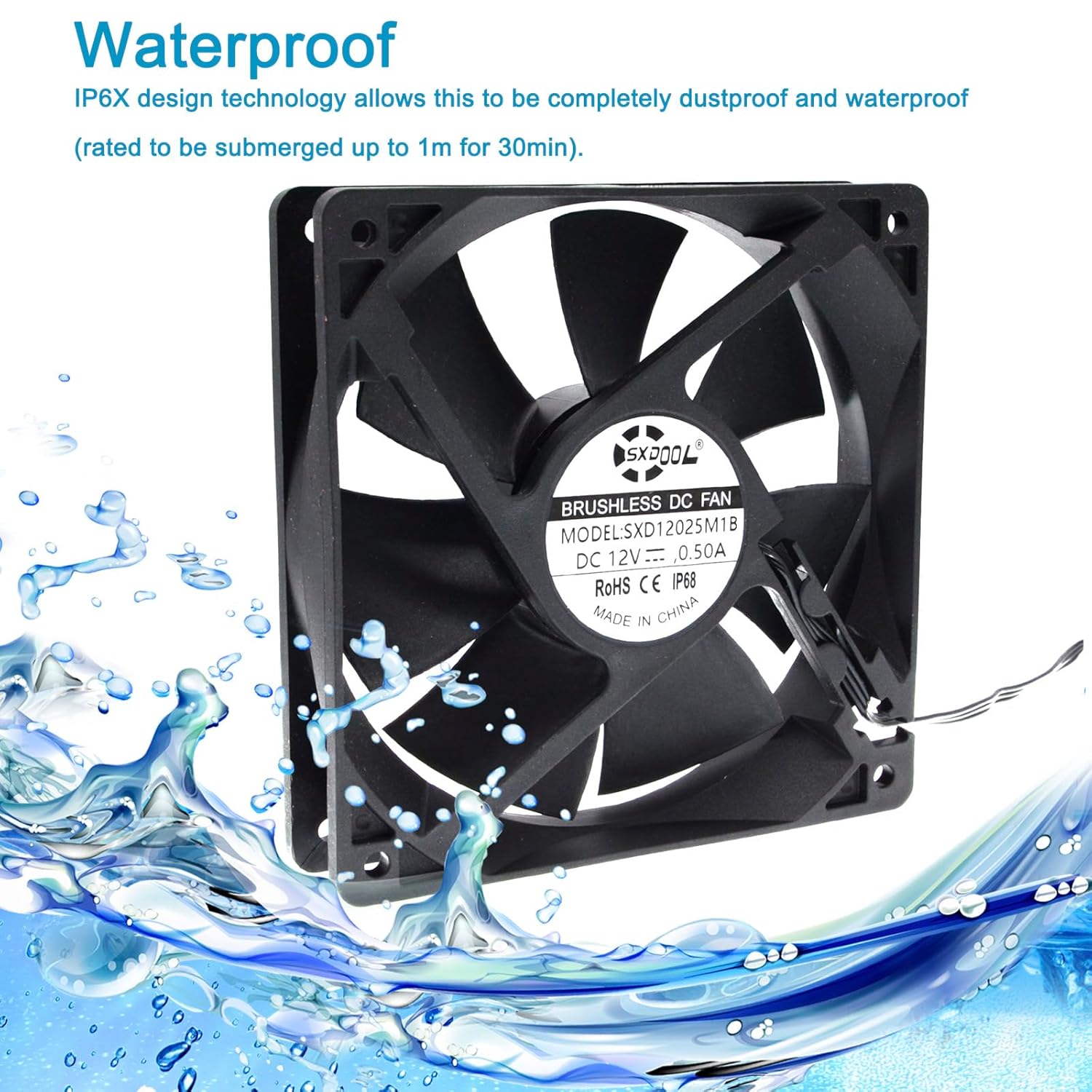 SXDOOL SXDOOL 120MM 12V Waterproof PC Cooling Fan High Speed Dual Ball Bearing for Optimal Air Flow - View 2 of 7