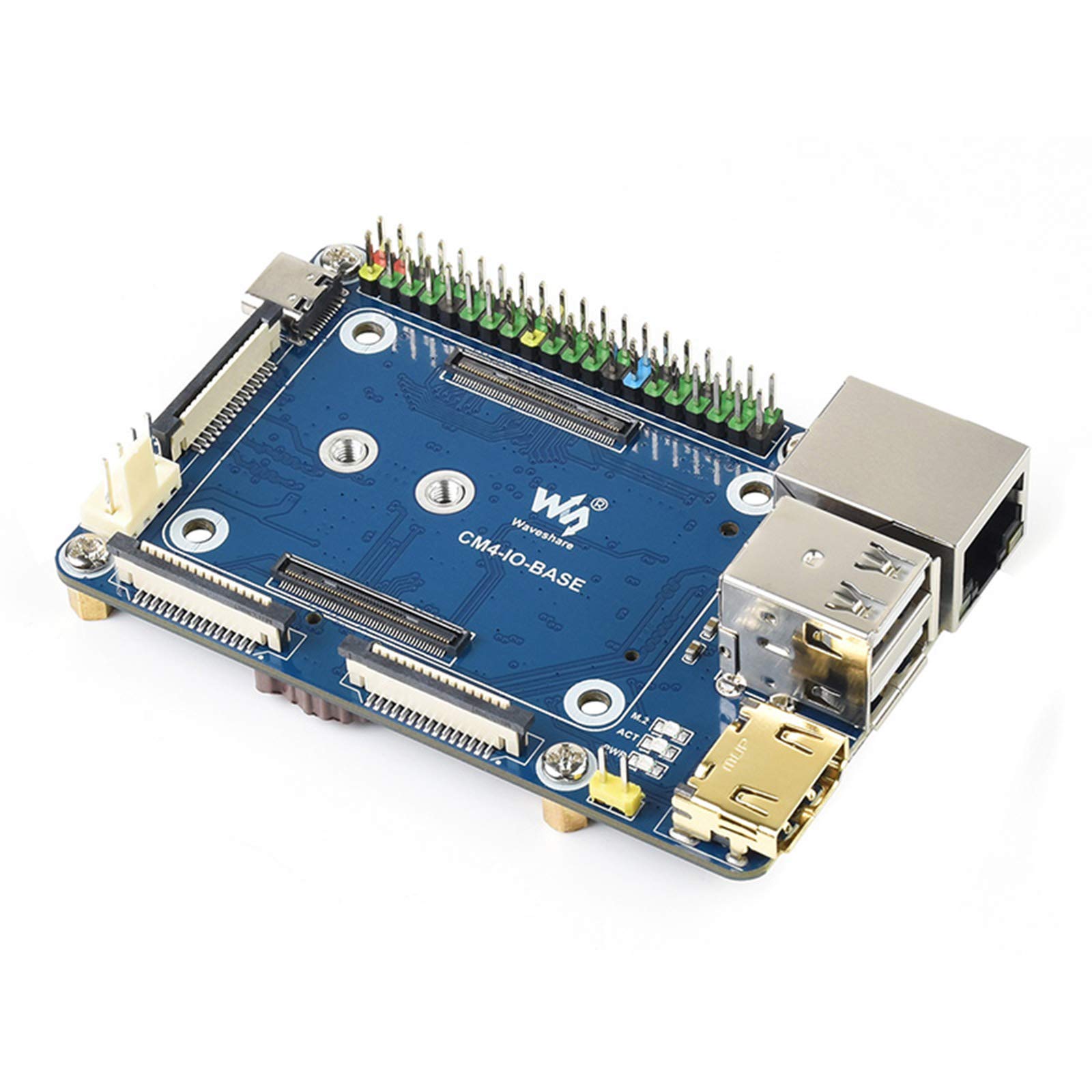 waveshare Mini Base Board for Raspberry Pi Compute Module 4 with Standard Socket and GPIO Header Multiple Connectors for CM4 Lite and EMMC Series
