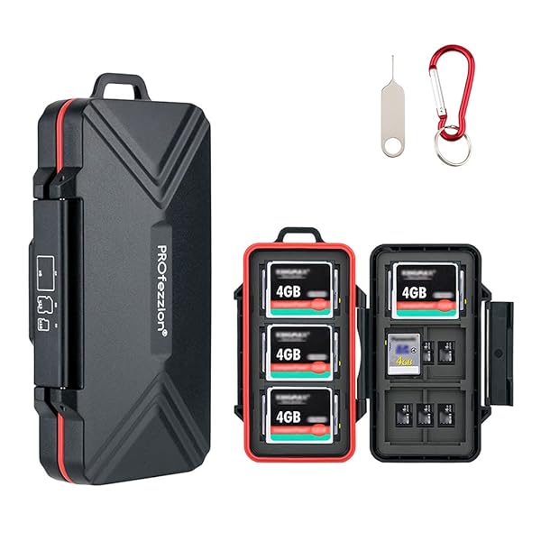 PROfezzion 36 Slots Memory Card Case: Water-Resistant SD/TF/CF Holder with Anti-Shock Design - Perfect for Organizing Your Cards