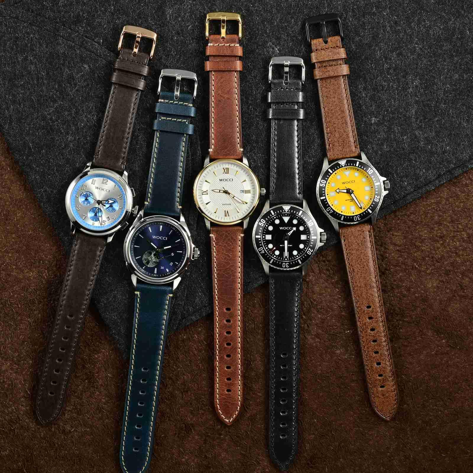 WOCCI WOCCI 20mm Watch Band, Pull Up Leather, Polished Silver Buckle (Black) - View 7 of 9