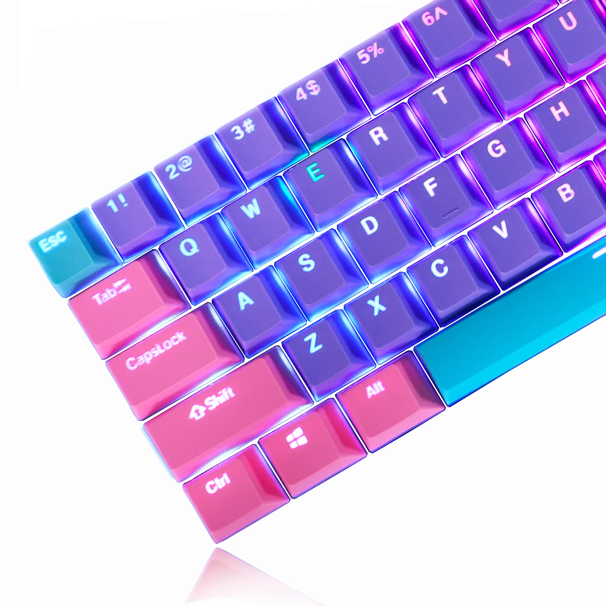 Ussixchare Backlit Keycaps Set for 60 Percent Mechanical Gaming Keyboard PBT Key Caps for MX Switches Violet Color